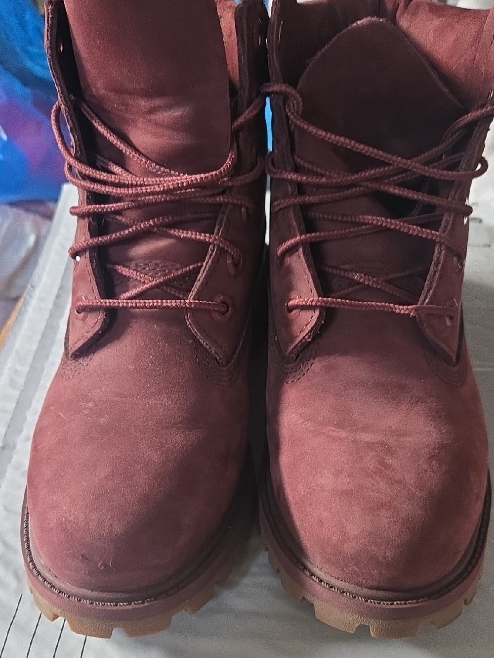 Kid's Timberland Burgundy Suede Lace-Up Work Boots